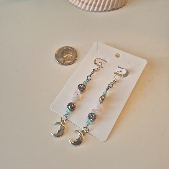 Rose Quartz Celestial Earrings - Picture 5 of 7